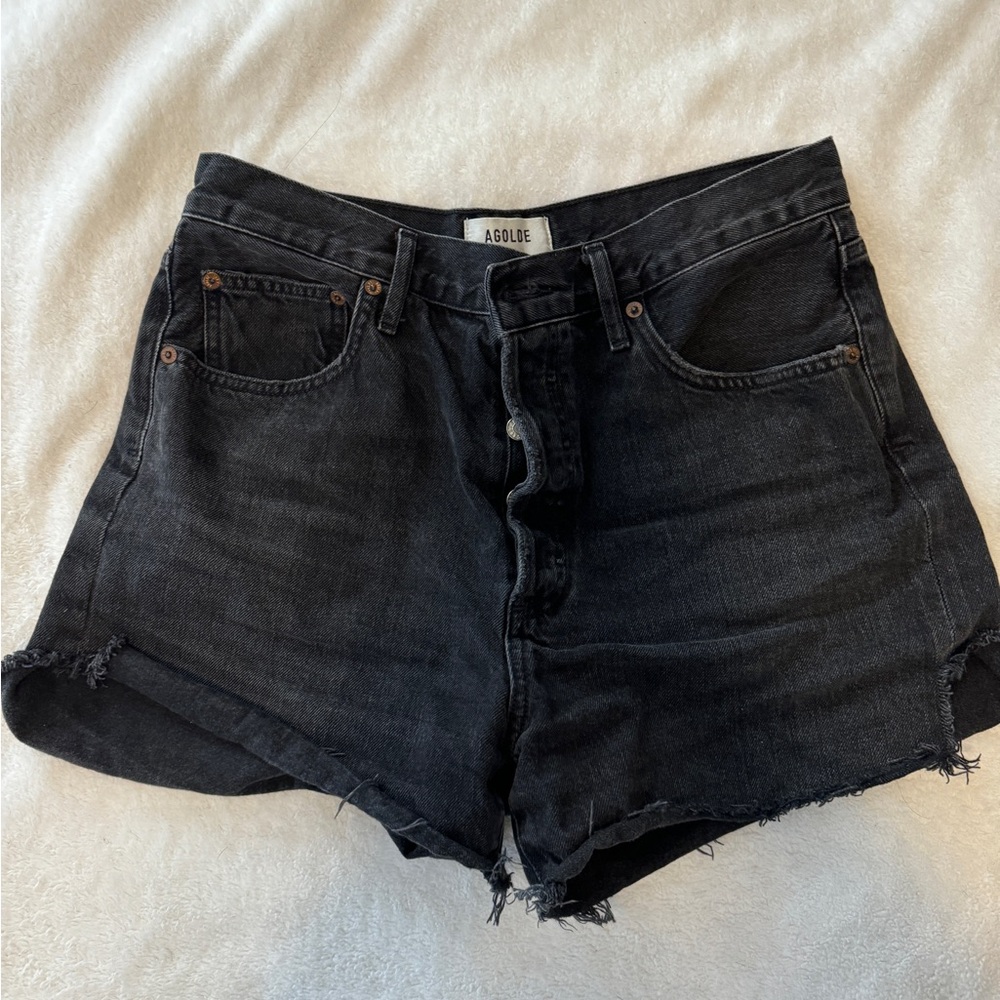 Agolde Dee Vintage High Rise Raw Hem Jeans 100% Cotton Black Size 29